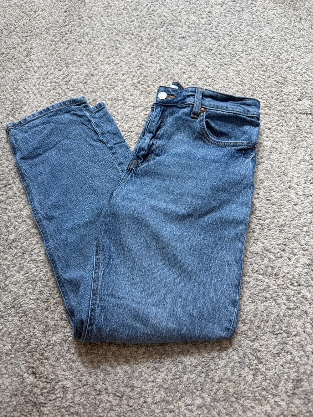 H&M Blue High-Rise Straight Jeans